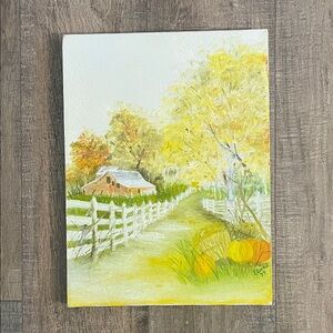 Vintage Oil Painting Autumn Fall Scenery Pathway Landscape 1979 Wall Art